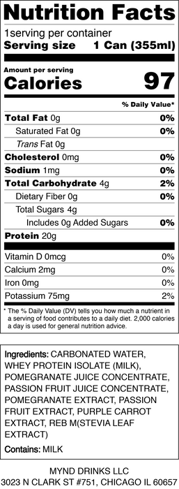 MYND Sparkling Protein Water – Pomegranate (12-Pack)